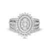 Thumbnail Image 4 of 1-1/4 CT. T.W. Oval Multi-Diamond Sunburst Frame Split Shank Bridal Set in 10K White Gold