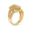 Thumbnail Image 3 of 1-1/4 CT. T.W. Oval Multi-Diamond Sunburst Frame Split Shank Bridal Set in 10K Gold