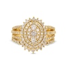 Thumbnail Image 4 of 1-1/4 CT. T.W. Oval Multi-Diamond Sunburst Frame Split Shank Bridal Set in 10K Gold