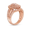 Thumbnail Image 3 of 1-1/4 CT. T.W. Oval Multi-Diamond Sunburst Frame Split Shank Bridal Set in 10K Rose Gold