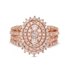 Thumbnail Image 4 of 1-1/4 CT. T.W. Oval Multi-Diamond Sunburst Frame Split Shank Bridal Set in 10K Rose Gold