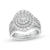 Thumbnail Image 1 of 1-1/2 CT. T.W. Diamond Triple Row Scallop Frame Bridal Set in 10K White Gold