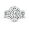 Thumbnail Image 4 of 1-1/2 CT. T.W. Diamond Triple Row Scallop Frame Bridal Set in 10K White Gold