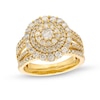 Thumbnail Image 1 of 1-1/2 CT. T.W. Diamond Triple Row Scallop Frame Bridal Set in 10K Gold