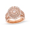 Thumbnail Image 1 of 1-1/2 CT. T.W. Diamond Triple Row Scallop Frame Bridal Set in 10K Rose Gold