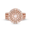 Thumbnail Image 4 of 1-1/2 CT. T.W. Diamond Triple Row Scallop Frame Bridal Set in 10K Rose Gold