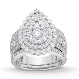 2-1/4 CT. T.W. Pear Multi-Diamond Scallop Teardrop Frame Bridal Set in 10K White Gold