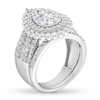 Thumbnail Image 3 of 2-1/4 CT. T.W. Pear Multi-Diamond Scallop Teardrop Frame Bridal Set in 10K White Gold