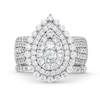 Thumbnail Image 4 of 2-1/4 CT. T.W. Pear Multi-Diamond Scallop Teardrop Frame Bridal Set in 10K White Gold