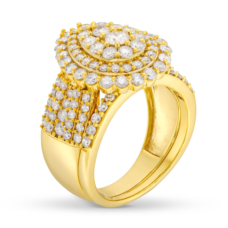Main Image 3 of 2-1/4 CT. T.W. Pear Multi-Diamond Scallop Teardrop Frame Bridal Set in 10K Gold