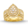 Thumbnail Image 1 of 1-1/4 CT. T.W. Pear Multi-Diamond Teardrop Bow-Tie Bridal Set in 10K Gold