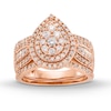 Thumbnail Image 1 of 1-1/4 CT. T.W. Pear Multi-Diamond Teardrop Bow-Tie Bridal Set in 10K Rose Gold