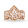 Thumbnail Image 4 of 1-1/4 CT. T.W. Pear Multi-Diamond Teardrop Bow-Tie Bridal Set in 10K Rose Gold