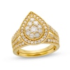 Thumbnail Image 1 of 1-1/4 CT. T.W. Pear Multi-Diamond Teardrop Frame Split Shank Vintage-Style Bridal Set in 10K Gold