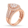 Thumbnail Image 3 of 1-1/4 CT. T.W. Pear Multi-Diamond Teardrop Frame Split Shank Vintage-Style Bridal Set in 10K Rose Gold