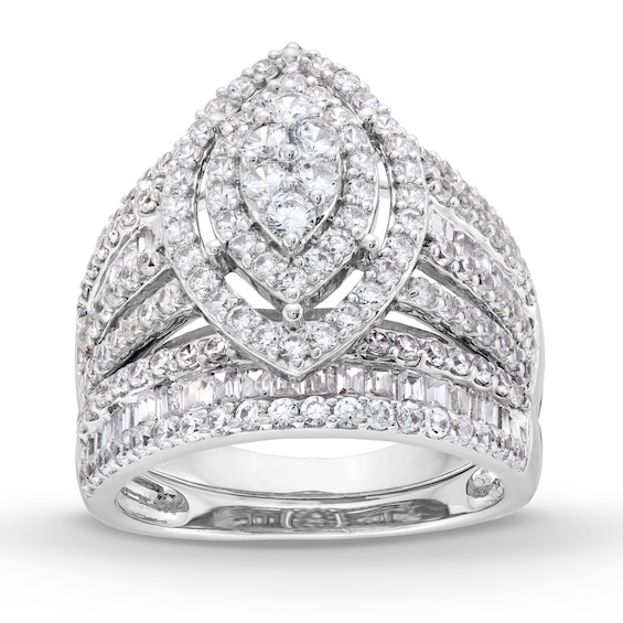 1-3/4 CT. T.w. Marquise Multi-Diamond Vintage-Style Bridal Set in 10K White Gold