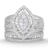 Thumbnail Image 4 of 1-3/4 CT. T.W. Marquise Multi-Diamond Vintage-Style Bridal Set in 10K White Gold