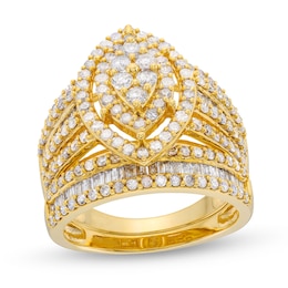 1-3/4 CT. T.W. Marquise Multi-Diamond Vintage-Style Bridal Set in 10K Gold