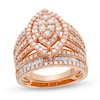 Thumbnail Image 1 of 1-3/4 CT. T.W. Marquise Multi-Diamond Vintage-Style Bridal Set in 10K Rose Gold