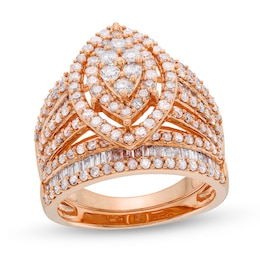 1-3/4 CT. T.W. Marquise Multi-Diamond Vintage-Style Bridal Set in 10K Rose Gold