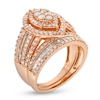 Thumbnail Image 3 of 1-3/4 CT. T.W. Marquise Multi-Diamond Vintage-Style Bridal Set in 10K Rose Gold