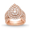 Thumbnail Image 1 of 2-1/4 CT. T.W. Pear Multi-Diamond Scallop Teardrop Frame Bridal Set in 10K Rose Gold