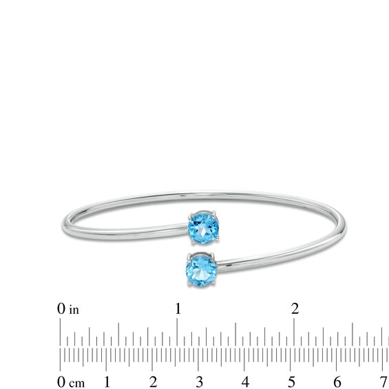 7.0mm Swiss Blue Topaz Solitaire Bypass Bangle in Sterling Silver - 7.25"