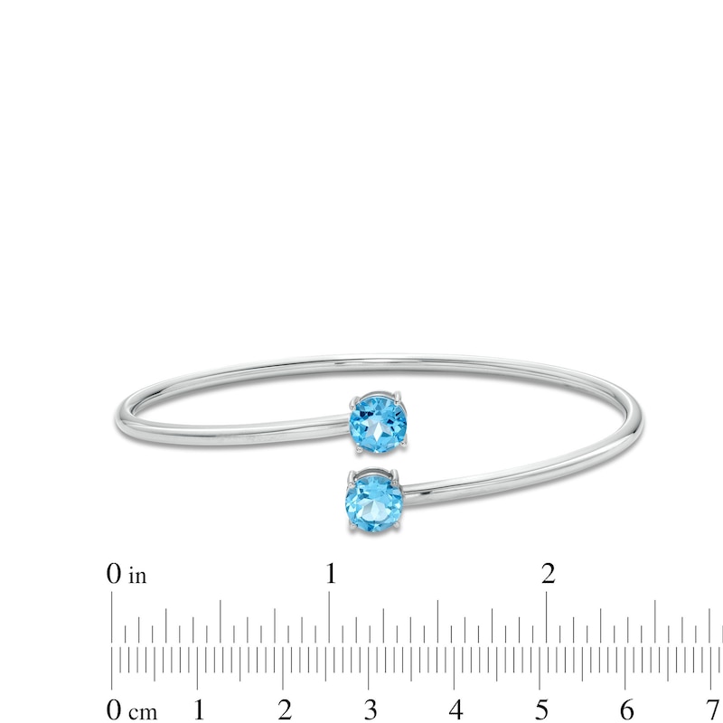 Main Image 3 of 7.0mm Swiss Blue Topaz Solitaire Bypass Bangle in Sterling Silver - 7.25"