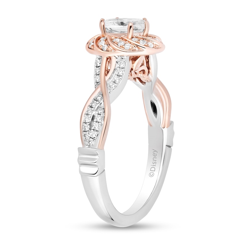 Main Image 2 of Enchanted Disney Rapunzel 3/4 CT. T.W. Oval Diamond Braid Frame Engagement Ring in 14K Two-Tone Gold (I/I1)