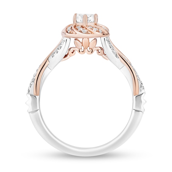 Enchanted Disney Rapunzel 3/4 CT. T.w. Oval Diamond Braid Frame Engagement Ring in 14K Two-Tone Gold (I/I1)