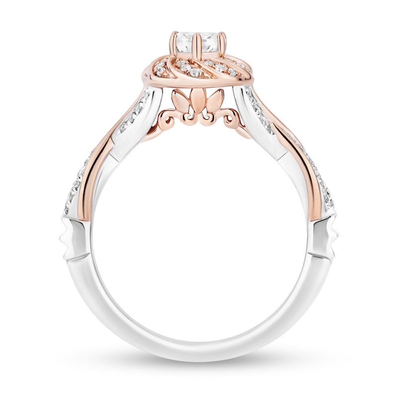 Main Image 3 of Enchanted Disney Rapunzel 3/4 CT. T.W. Oval Diamond Braid Frame Engagement Ring in 14K Two-Tone Gold (I/I1)