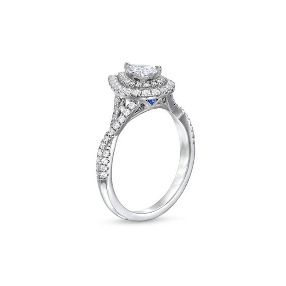 Vera Wang Love Collection 7/8 CT. T.w. Pear-Shaped Diamond Frame Twist Shank Engagement Ring in 14K White Gold (I/Si2)