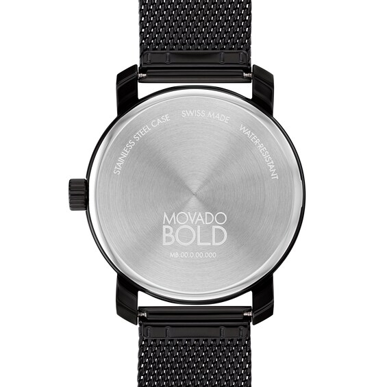 Men's Movado BoldÂ® Access Black Mesh Strap Watch with Gold-Tone Accent Black Dial (Model: 3600960)