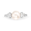 Thumbnail Image 3 of Freshwater Cultured Pearl and White Lab-Created Sapphire Pendant, Ring and Stud Earrings Set in Sterling Silver