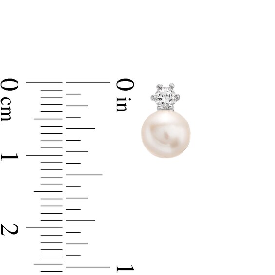 Freshwater Cultured Pearl and White Lab-Created Sapphire Pendant, Ring and Stud Earrings Set in Sterling Silver