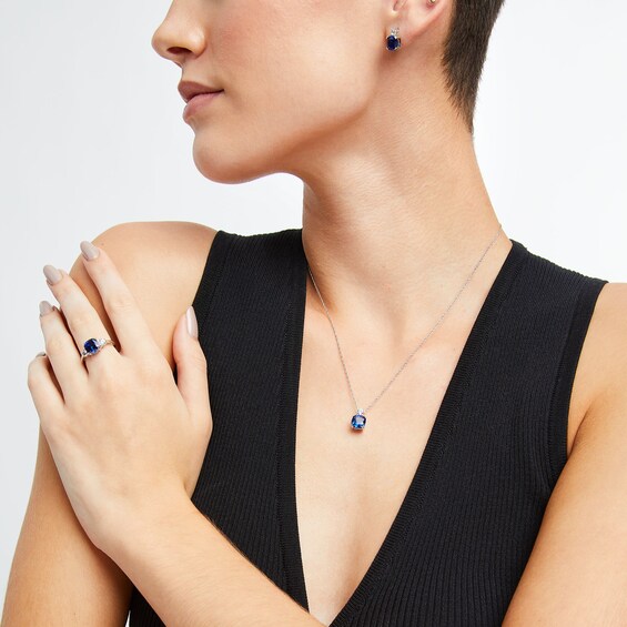 Cushion-Cut White Lab-Created Sapphire Pendant