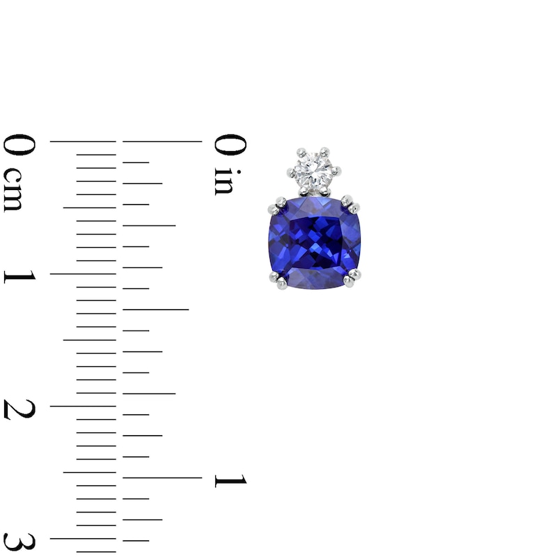 Cushion-Cut Blue and White Lab-Created Sapphire Pendant, Ring and Stud Earrings Set in Sterling Silver