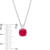 Thumbnail Image 5 of Cushion-Cut Lab-Created Ruby and White Lab-Created Sapphire Pendant, Ring and Stud Earrings Set in Sterling Silver