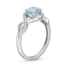 Thumbnail Image 3 of Sky Blue Topaz and White Lab-Created Sapphire Infinity Ribbon Pendant, Ring and Drop Earrings Set in Sterling Silver