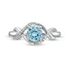 Thumbnail Image 4 of Sky Blue Topaz and White Lab-Created Sapphire Infinity Ribbon Pendant, Ring and Drop Earrings Set in Sterling Silver