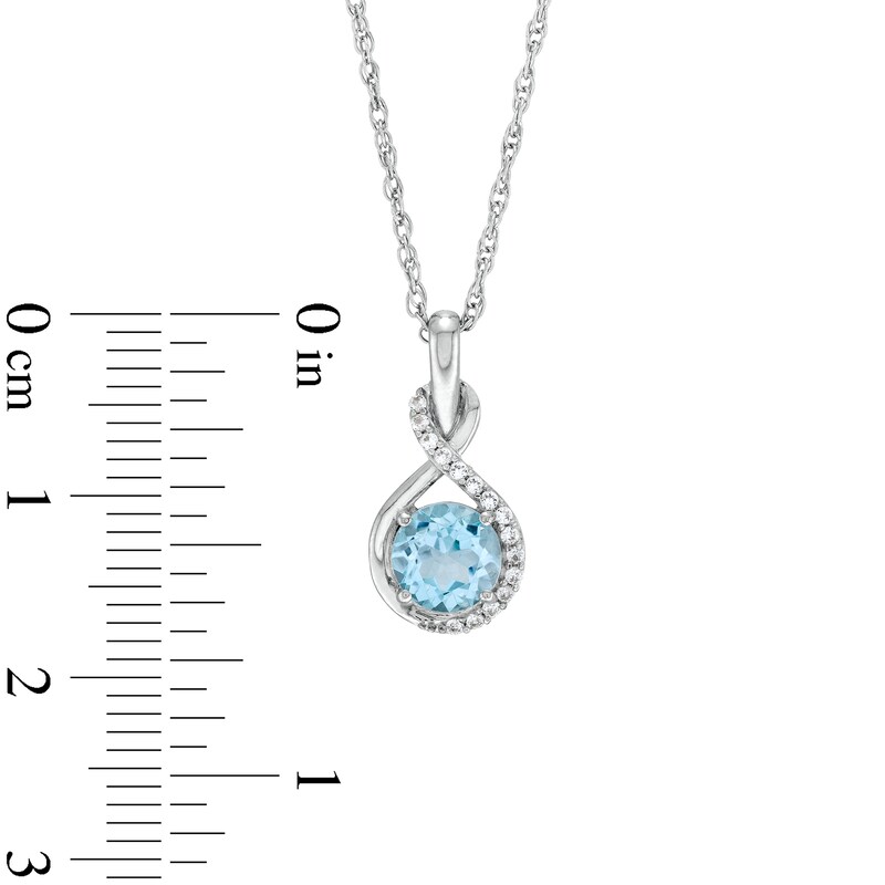 Main Image 5 of Sky Blue Topaz and White Lab-Created Sapphire Infinity Ribbon Pendant, Ring and Drop Earrings Set in Sterling Silver
