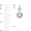 Thumbnail Image 6 of Sky Blue Topaz and White Lab-Created Sapphire Infinity Ribbon Pendant, Ring and Drop Earrings Set in Sterling Silver