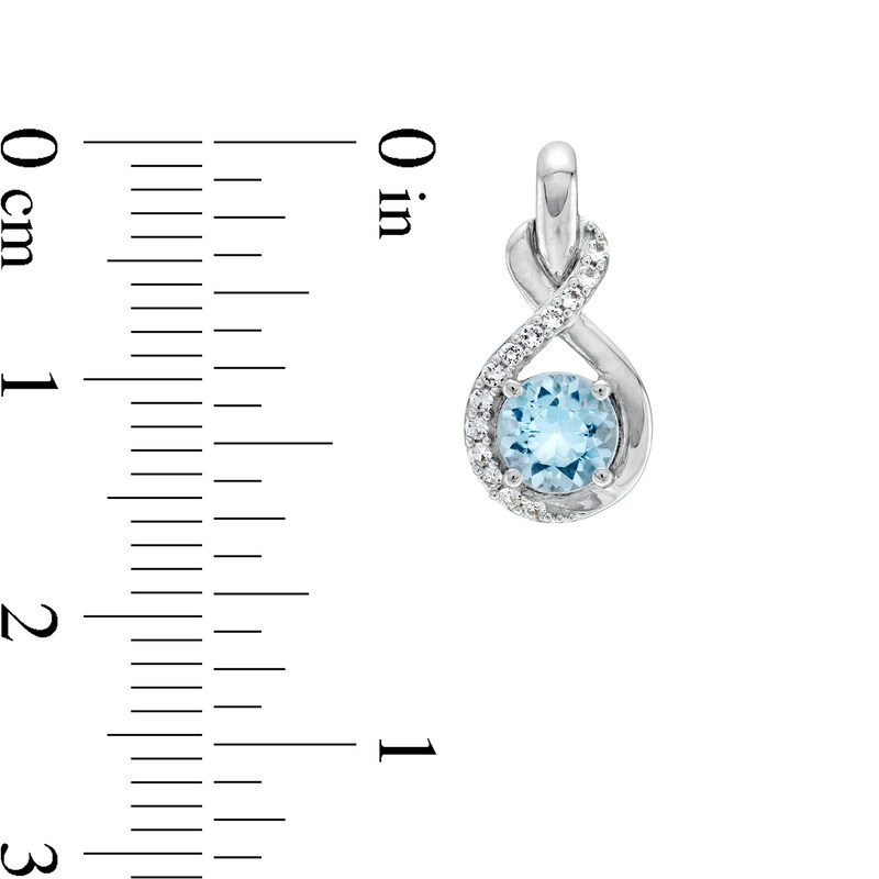Main Image 6 of Sky Blue Topaz and White Lab-Created Sapphire Infinity Ribbon Pendant, Ring and Drop Earrings Set in Sterling Silver