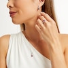 Thumbnail Image 2 of Lab-Created Ruby and White Lab-Created Sapphire Infinity Ribbon Pendant, Ring and Drop Earrings Set in Sterling Silver