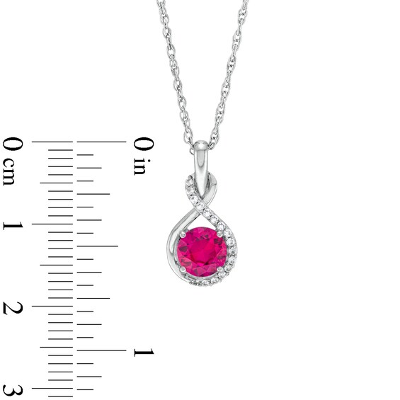 Lab-Created Ruby and White Lab-Created Sapphire Infinity Ribbon Pendant, Ring and Drop Earrings Set in Sterling Silver