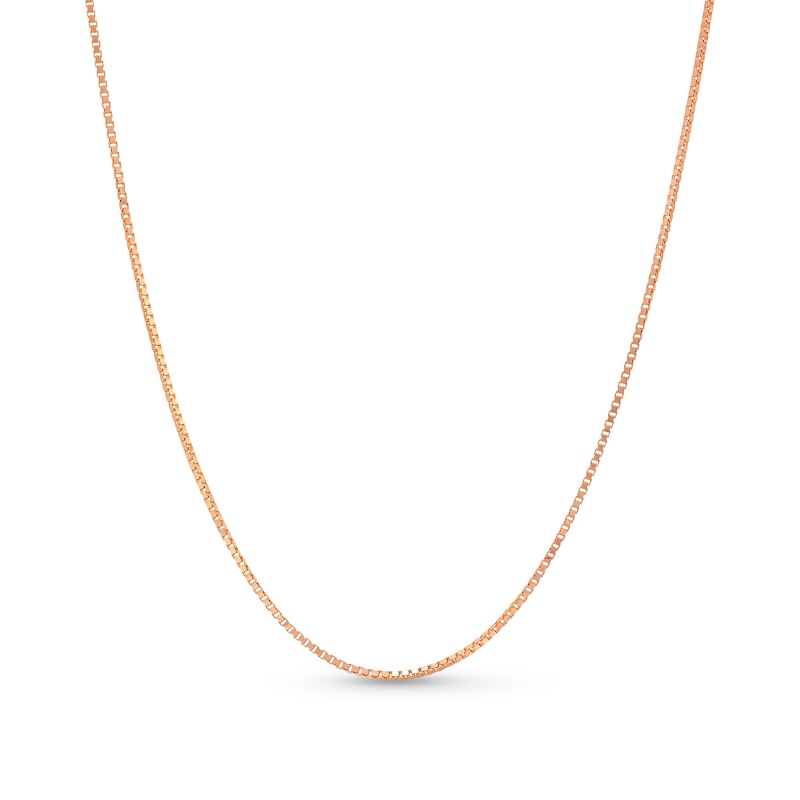 0.7mm Box Chain Necklace in Solid 14K Rose Gold - 18"