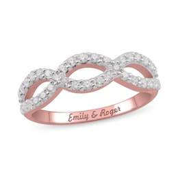 Couple's 1/2 CT. T.W. Diamond Engravable Infinity Braid Ring (1 Line)