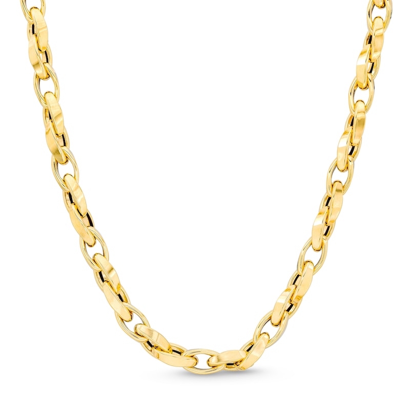 6.0mm Oval Link Chain Necklace in Hollow 14K Gold - 20"