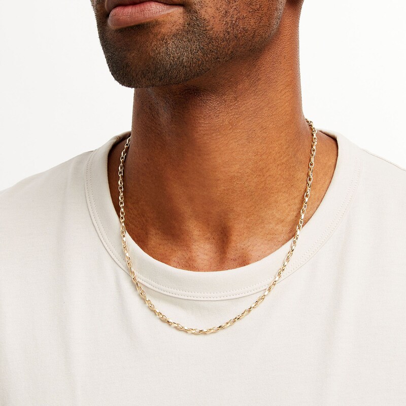 Main Image 2 of 3.0mm Oval Link Chain Necklace in Hollow 14K Gold - 22"