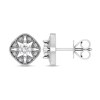 Thumbnail Image 3 of 1/4 CT. T.W. Diamond Cushion Vintage-Style North Star Stud Earrings in 10K White Gold